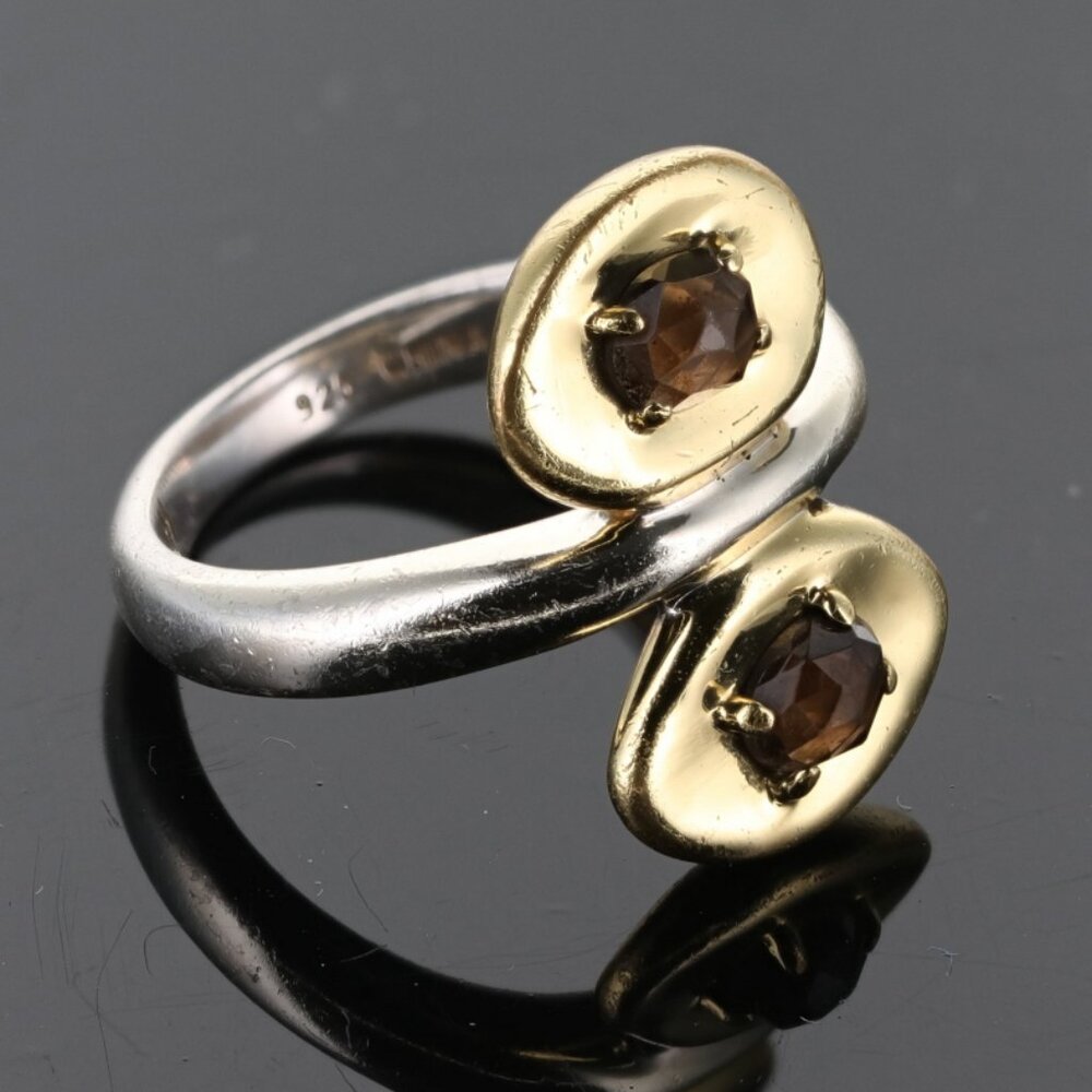 Robert Lee Morris RLM Studio Modernist Sterling Silver Brass Ring Topaz Sz 7